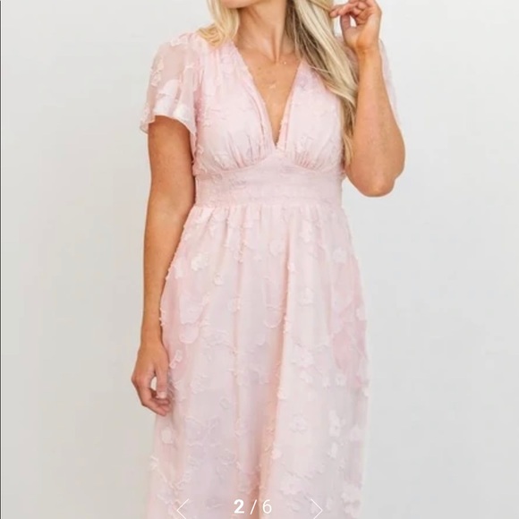 June Smocked Midi | Baltic Born | Blush Pink - Picture 2 of 4